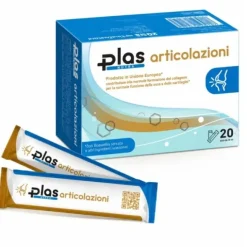 PLAS ARTICOLAZIONI INTEGRATORE IN STICK PACK ORALE CON COLLAGENE, ACIDO IALURONICO, GLUCOSAMINA SOLFATO, CONDROITINA SOLFATO, BOSWELLIA E VITAMINA C 20 STICK PACK