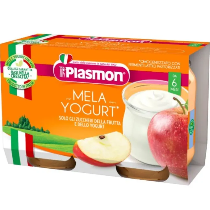Plasmon Dessert Omogeneizzato Yogurt Mela 2 Vasetti Da 120 G Merende E Snack