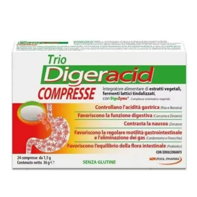 Pool Trio Digeracid Integratore Bruciore E Acidità 24 Compresse Acidita'