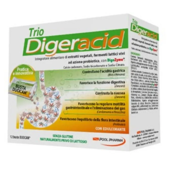 Pool Trio Digeracid Integratore Bruciore E Acidità 12 Bustine Acidita'
