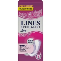 Proteggislip Per Incontinenza Urinaria Lines Specialist Ladylight Normal Ultra Sottile 22 Pezzi