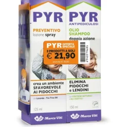 Pyr Olio Shampoo Antipediculosi + 1 Olio Shampoo Doppia Azione + 1 Lozione Spray + 1 Pettine Lendini