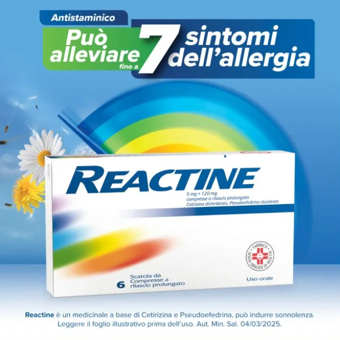 Reactine Allergia 6 Compresse Antistaminico Rinite Allergica E Rinorrea