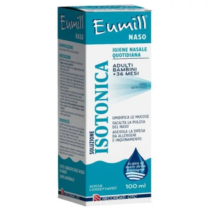 Recordati Eumill Naso Soluzione Isotonica Spray Adulti Bambini +36 Mesi 100 Ml