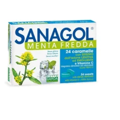 Sanagol Menta Fredda Integratore 24 Caramelle Disinfettanti Bocca E Gola Pastiglie