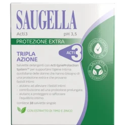 SAUGELLA ACTI3 SALVIETTINE INTIME PROTETTIVE - 10 PEZZI - DISPOSITIVO MEDICO CLASSE I