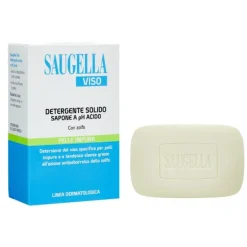 Saugella Viso Detergente Solido Ph Acido Sapone Allo Zolfo Pelle Impura 100 G
