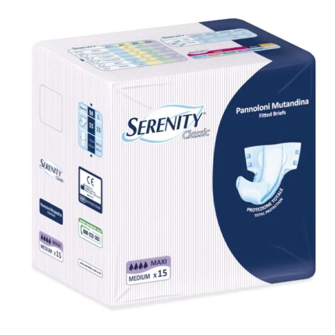Serenity Classic Pannolone Mutandina Maxi Taglia M 15 Pezzi Pannoloni Per Adulti