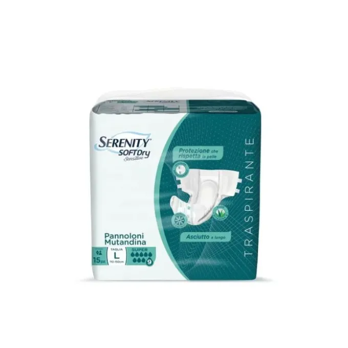 Serenity Softdry Sensitive Pannolone Mutandina L Super 15 Pezzi Pannoloni Per Adulti
