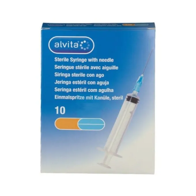 Siringa Per Infusione E Irrigazione Alvita 2,5 Ml Con Ago 23Gauge 1 1/4 0,6X30 Mm 10 Pezzi