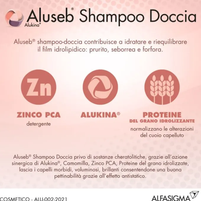 Skinius Aluseb Shampoo Con Alukina Lenitivo Riequilibrante Dermatite Seborroica 125 Ml
