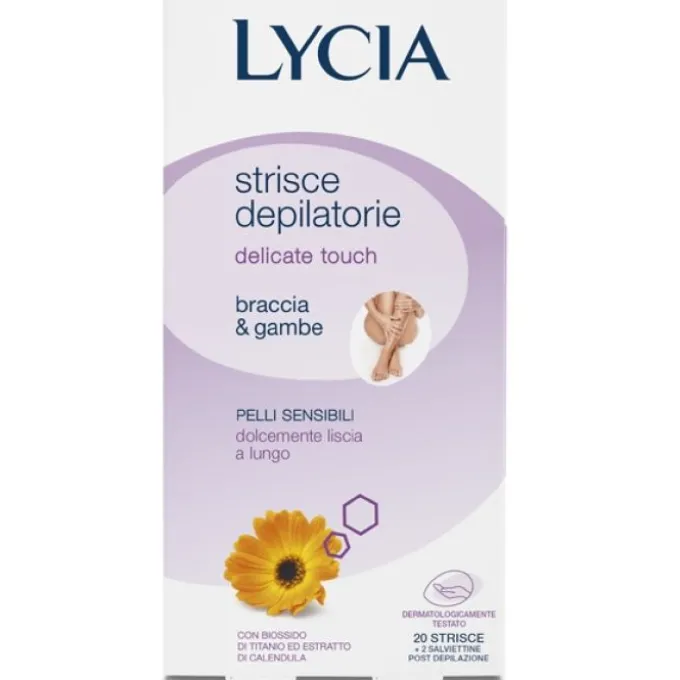 Sodalco Lycia Strisce Depilatorie Braccia E Gambe Pelle Normale 20 Strisce + 2 Salviette Post Depila