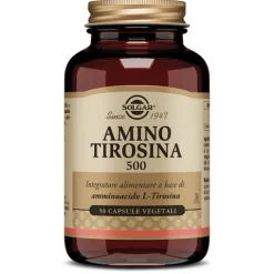 Solgar Amino Tirosina 500 Integratore Tiroide 50 Capsule Vegetali Salute Della Pelle Ed Anti-Invecch