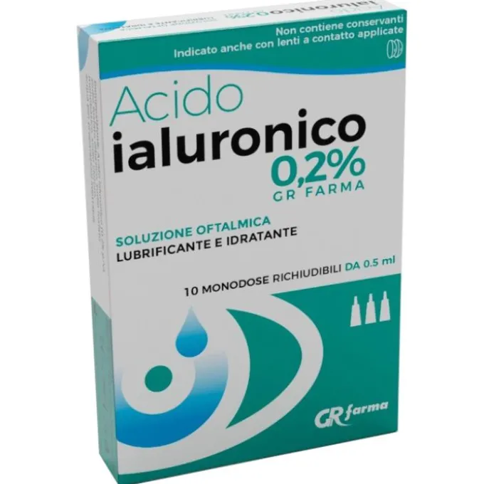 Soluzione Oftalmica Lubrificante E Idratante Acido Ialuronico 0,2% 10 Monodose Richiudibili Da 0,5 Ml