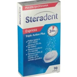 Steradent Tripla Azione Plus Pulizia Quotidiana Dentiera 90 Compresse