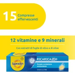 Supradyn Ricarica 50+ Integratore Di Vitamine C, D, Selenio E Coenzima Q10 Gusto Arancia 15 Compresse Effervescenti