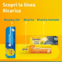 Supradyn Ricarica 50+ Integratore Di Vitamine C, D, Selenio E Coenzima Q10 Gusto Arancia 15 Compresse Effervescenti