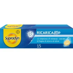 Supradyn Ricarica 50+ Integratore Di Vitamine C, D, Selenio E Coenzima Q10 Gusto Arancia 15 Compresse Effervescenti