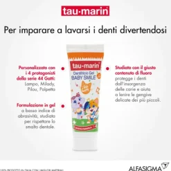 Tau-Marin Baby Smile Dentifricio Gel 2-6 Anni Edizione Limitata 44 Gatti 50 Ml