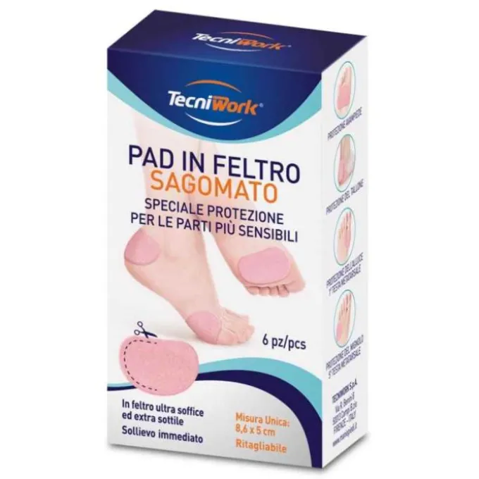 Tecniwork Pad In Feltro Sagomato 8,6X5Cm 6 Pezzi Degenza