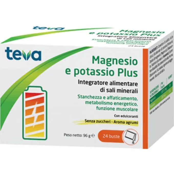 Teva Magnesio E Potassio Plus Integratore Di Sali Minerali 24 Bustine Spossatezza