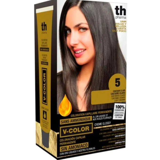 Th Pharma V Color Kit Tintura Senza Ammoniaca N 5 Con Oro Liquido Tinte