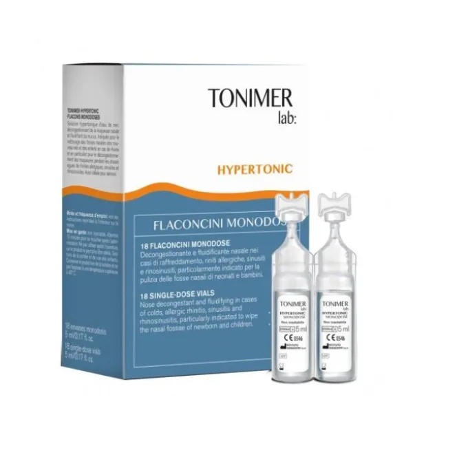 Tonimer Hypertonic Decongestionante Nasale 18 Flaconcini Flaconi