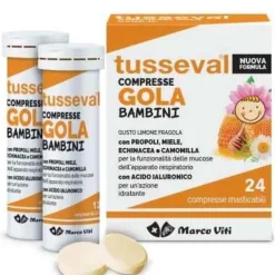Tusseval Gola Bambini Mal Di Gola 24 Compresse Masticabili Limone E Fragola