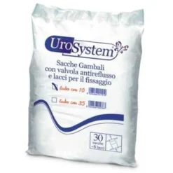 Urosystem Sacche Gambali Con Valvola Antireflusso Tubo 10 Cm 30 Pezzi Degenza