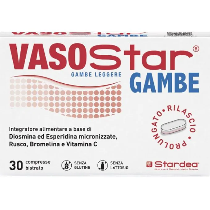 Vasostar Gambe 30 Compresse Bistrato Senza Glutine Senza Lattosio Integratori Venotonici