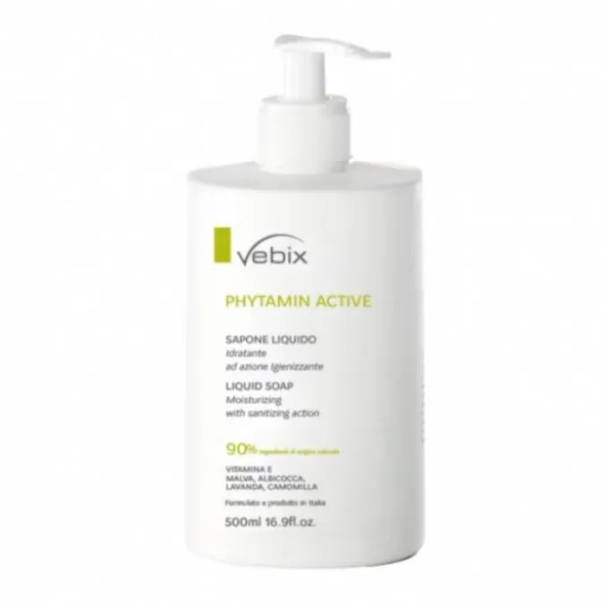 Vebix Phytamin Active Sapone Liquido Idratante 500 Ml Detersione Pelle Secca