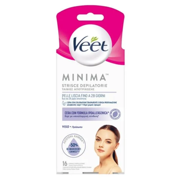 Veet Minima Strisce Depilatorie Viso 16 Pezzi Accessori Igiene, Cura E Depilazione