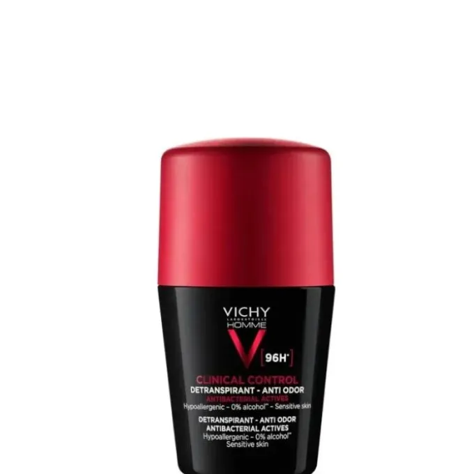 Vichy Homme Clinical Control Deodorante Roll -On 96H Anti -Traspirante No Alcool. Ipoallergenico. Anti -Batterico. 50 Ml