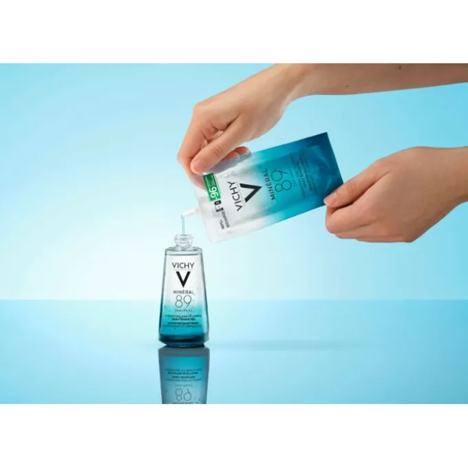 VICHY MINÉRAL 89, BOOSTER QUOTIDIANO FORTIFICANTE E RIMPOLPANTE, PER TUTTI I TIPI DI PELLE, PELLE TONICA E IDRATATA, ARRICCHITO CON ACIDO IALURONICO E ACQUA VULCANICA, FORMATO RICARICA, 50 ML