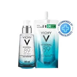 VICHY MINÉRAL 89, BOOSTER QUOTIDIANO FORTIFICANTE E RIMPOLPANTE, PER TUTTI I TIPI DI PELLE, PELLE TONICA E IDRATATA, ARRICCHITO CON ACIDO IALURONICO E ACQUA VULCANICA, FORMATO RICARICA, 50 ML