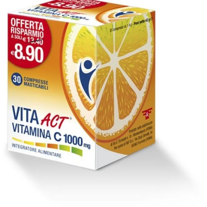 Vita Act Vitamina C 1000 Mg Integratore Difese Immunitarie 30 Compresse Masticabili