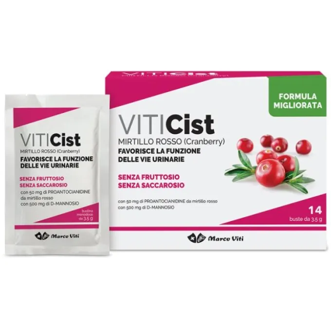 Viti Cist Mirtillo Rosso Senza Fruttosio Integratore Vie Urinarie 14 Bustine