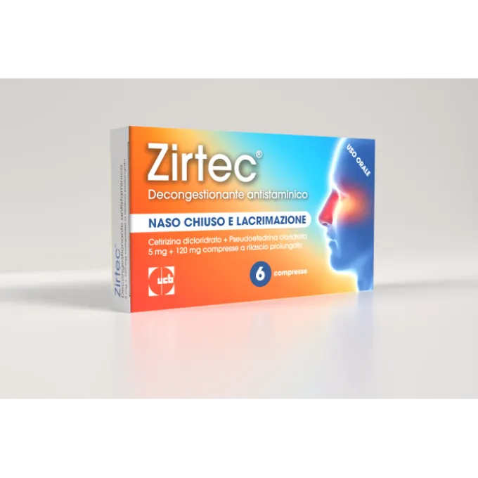Zirtec Decongestionante Antistaminico 6 Cpr 5 Mg + 120 Mg Rilascio Prolungato